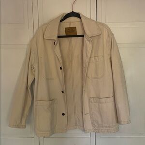 Unisex American Vintage 100% Cotton Beige Denim Shirt Jacket